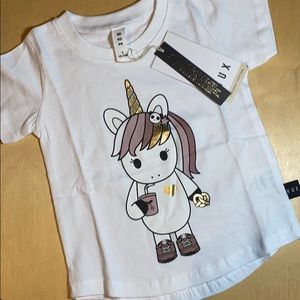 Hux baby organic sparkle foil unicorn tee shirt